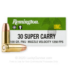 30 Super Carry - 100 Grain FMJ - Remington UMC - 50 Rounds