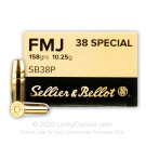 38 Special - 158 Grain FMJ - Sellier & Bellot - 1000 Rounds