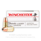 9mm - 147 gr JHP - Winchester USA- 50 Rounds