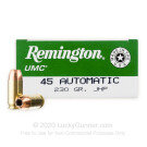 45 ACP - 230 Grain JHP - Remington UMC - 50 Rounds