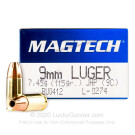 9mm - 115 gr JHP - Magtech - 1000 Rounds