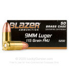 9mm - 115 Grain Full Metal Jacket - Blazer Brass – 1000 Rounds