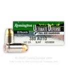 380 Auto - 102 Grain BJHP - Remington Ultimate Defense - 20 Rounds