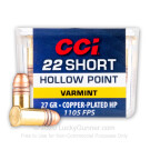22 Short - 27 Grain CPHP - CCI Short HP High-Velocity - 5000 Rounds