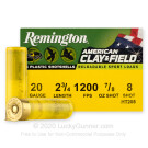 20 Gauge - 2-3/4" 7/8oz. #8 Shot - Remington American Clay & Field - 25 Rounds