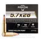 5.7x28mm - 40 Grain Polymer Tip - Fiocchi - 500 Rounds