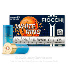 12 Gauge - 2-3/4" 1-1/8 oz #8  - Fiocchi White Rino - 250 Rounds