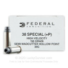38 Special +P - 158 gr LSWCHP - Federal Law Enforcement - 1000 Rounds