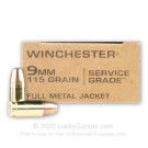 9mm - 115 Grain FMJ - Winchester Service Grade - 500 Rounds