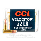 22 LR - 40 Grain CPHP - CCI Velocitor - 50 Rounds