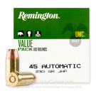 45 ACP - 230 gr JHP - Remington UMC - 100 Rounds