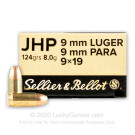 9mm - 124 Grain JHP - Sellier & Bellot - 1000 Rounds