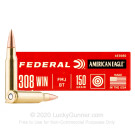 308 - 150 gr FMJ-BT - Federal American Eagle - 20 Rounds