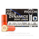 12 Gauge - 2-3/4" 1-1/8 oz. #8 Shot - Fiocchi Game & Target - 250 Shells