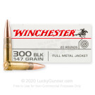 300 AAC Blackout - 147 Grain FMJ - Winchester USA - 20 Rounds