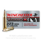 223 Rem - 55 gr Polymer Tip - Winchester Varmint X - 200 Rounds