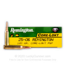 25-06 Rem - 120 gr PSP - Remington Core-Lokt - 20 Rounds