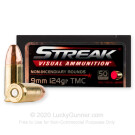 9mm - 124 Grain TMJ Non-Incendiary Visual Tracer - Ammo Inc. Streak - 1000 Rounds