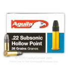 22 LR - 38 Grain HP - Aguila Subsonic - 1000 Rounds