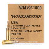 Image of Bulk 5.56x45 Ammo For Sale - 55 Grain FMJ Ammunition in Stock by Winchester USA - 1000 Rounds