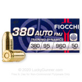 Image of 380 Auto Ammo In Stock - 95 gr FMJ - 380 ACP Ammunition by Fiocchi For Sale - 1000 Rounds