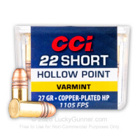 22 Short - 27 Grain CPHP - CCI Short - High Velocity - 100 Rounds