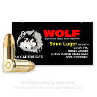 9mm - 124 Grain FMJ - Wolf - 1000 Rounds ***STEEL CASES***