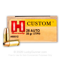 25 ACP - 35 Grain JHP XTP - Hornady - 25 Rounds
