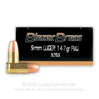 9mm - 147 Grain FMJ - Blazer Brass - 1000 Rounds