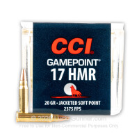 17 Hornady Magnum Rimfire (HMR) - 20 Grain JSP Gamepoint - CCI - 50 Rounds