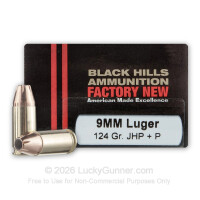 9mm - +P 124 Grain JHP - Black Hills - 20 Rounds