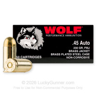 45 ACP - 230 Grain FMJ - Wolf - 50 Rounds ***STEEL CASES***