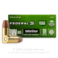 9mm - 98 gr Frangible RHT Ballisticlean - Federal Premium LE - 50 Rounds