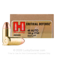 45 ACP - 185 Grain FTX - Hornady Critical Defense - 20 Rounds