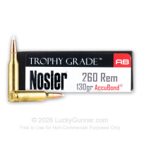 260 Rem - 130 Grain AccuBond - Nosler Trophy Grade - 20 Rounds