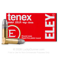 22 LR - 40 Grain LRN - Eley Tenex Pistol - 50 Rounds