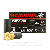 12 Gauge - 2-3/4" Waterfowl 1-1/4 oz. #2 Steel Shot - Winchester Drylok - 25 Rounds