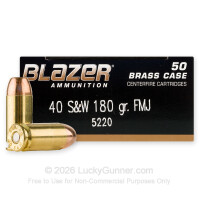 40 S&W - 180 Grain FMJ - Blazer Brass - 1000 Rounds