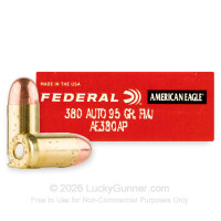 380 Auto - 95 Grain FMJ - Federal American Eagle - 50 Rounds