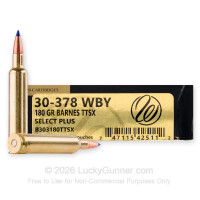 30-378 Weatherby Mag - 180 Grain TTSX - Weatherby Select Plus - 20 Rounds