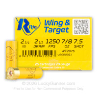20 Gauge - 2-3/4" 7/8oz. #7.5 Shot - Rio Wing & Target - 25 Rounds