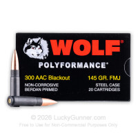 300 AAC Blackout - 145 Grain FMJ - Wolf (Steel Case) - 500 Rounds