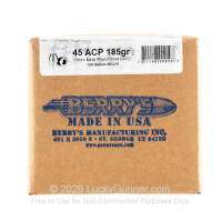 Bullets - 45 ACP (.452) - 185 Grain Plated HB RN - Berry's - 250