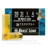 20 Gauge - 2-3/4" 1 oz. #4 Shot - Federal Game Shok Hi-Brass - 25 Rounds