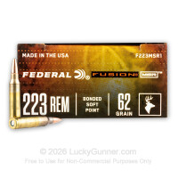 223 Rem - 62 Grain Fusion - Federal Fusion MSR - 20 Rounds