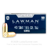 40 S&W - 165 Grain TMJ - Speer LAWMAN - 1000 Rounds