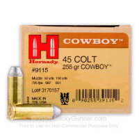 45 Long Colt - 255 gr Lead Flat Nose - Cowboy - Hornady - 20 Rounds