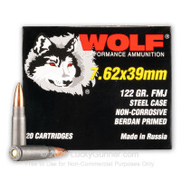 7.62x39 - 122 gr FMJ - WOLF - 1000 Rounds