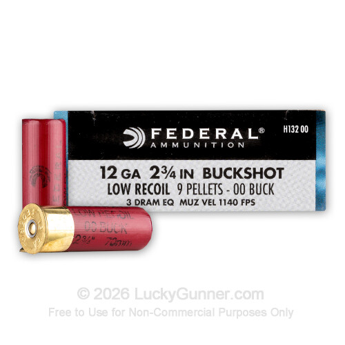 12 ga - 2-3/4" 00 Buck - Federal Power Shok Low Recoil - 250 Rounds - Federal Ammo