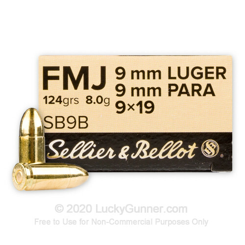 9mm - 124 Grain FMJ - Sellier & Bellot - 50 Rounds